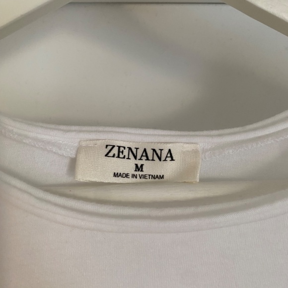 Zenana White Oversized Round Neck Short Sleeve Women Medium 100% Cotton - Picture 3 of 3